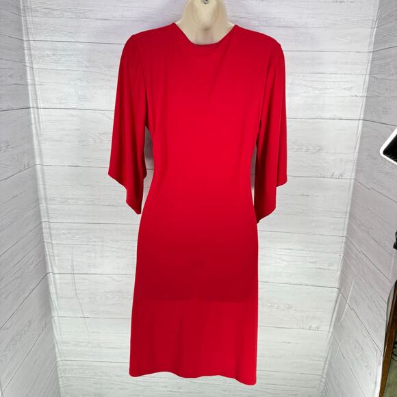 VTG MSK small red wrap dress bell sleeve siren fairy prom y2k mini romantic USA - Picture 2 of 10
